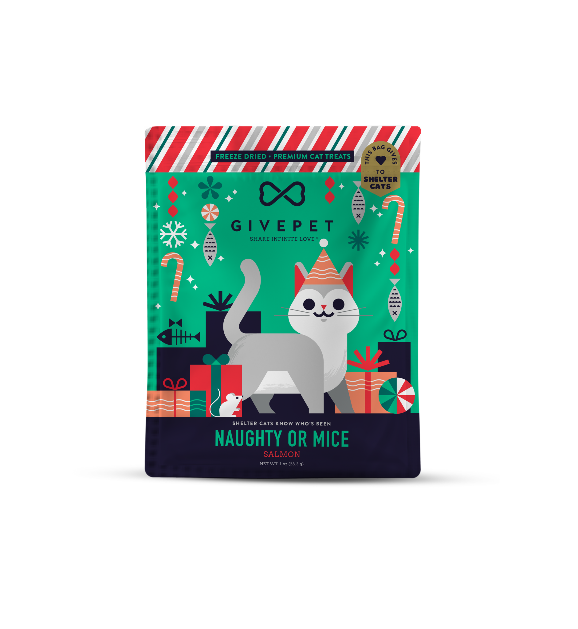 Give Pet Naughty Or Mice Cat Treats 1oz-Four Muddy Paws