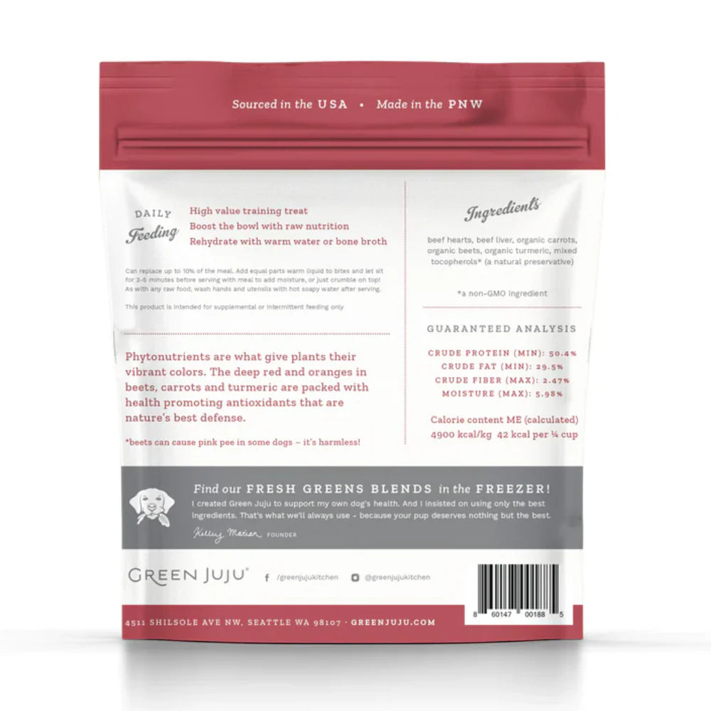 Green Juju Dog Freeze Dried Beef Red Bites 7.5oz-Four Muddy Paws