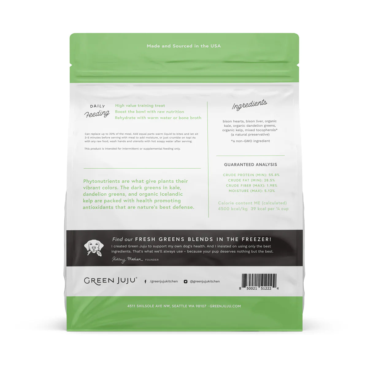Green Juju Dog Freeze Dried Bison Green Bites 6oz-Four Muddy Paws