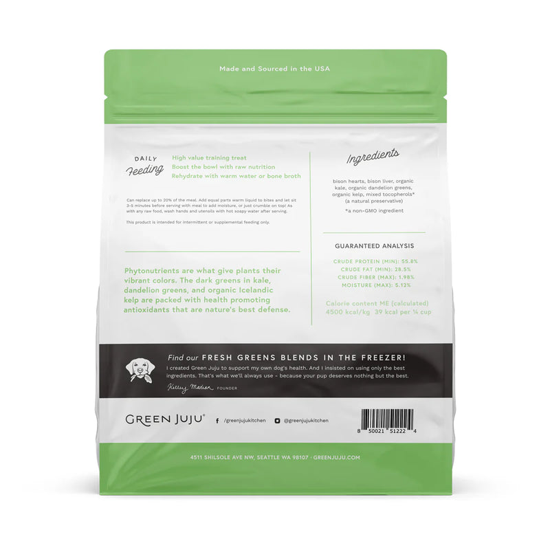 Green Juju Dog Freeze Dried Bison Green Bites 2.5oz-Four Muddy Paws