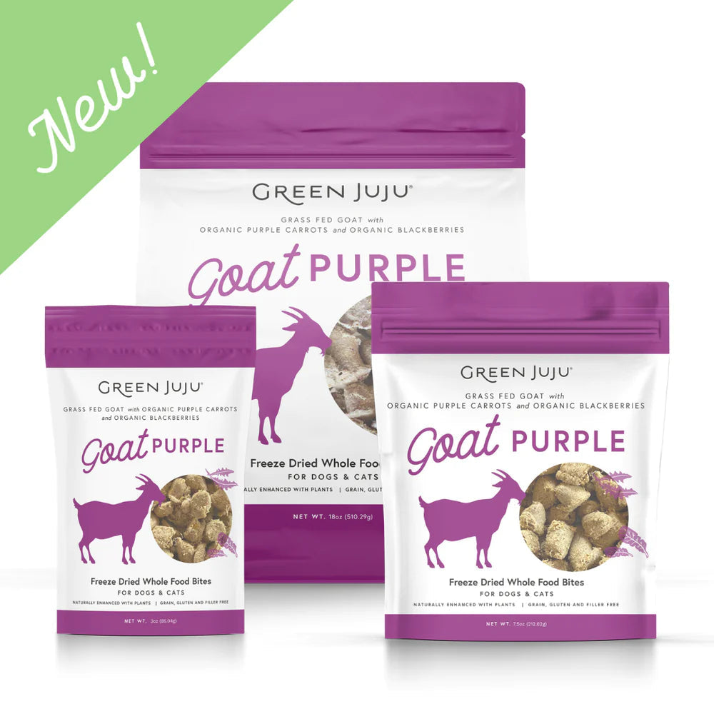 Green Juju Dog Freeze Dried Goat Purple Bites 7.5oz-Four Muddy Paws