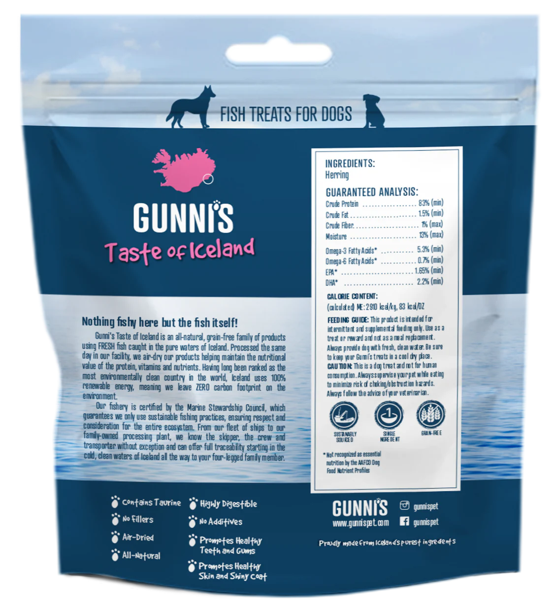 Gunni's Dog Whole Herring Treats 9oz-Four Muddy Paws