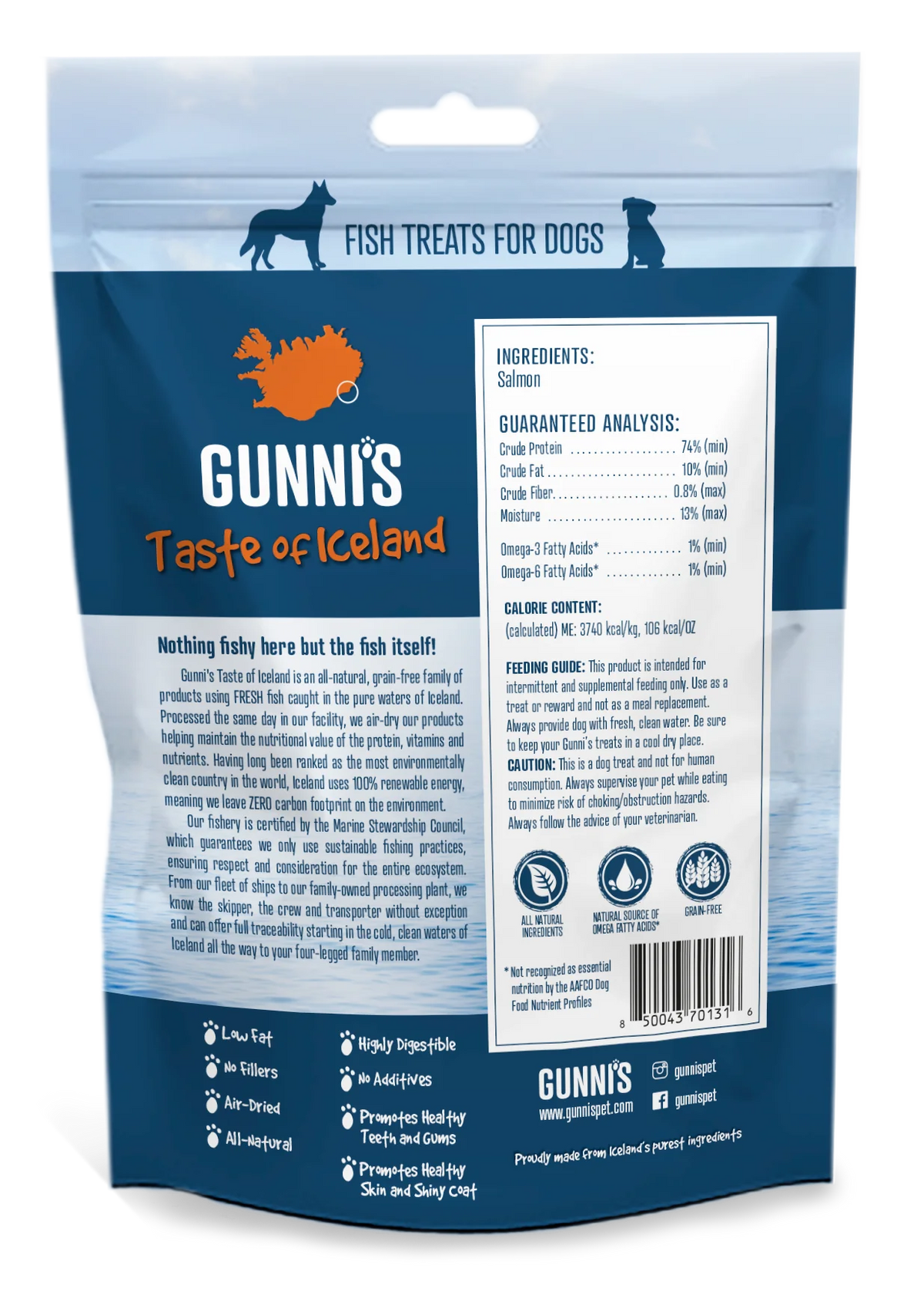 Gunni's Short Salmon Skin Treats 2oz-Four Muddy Paws