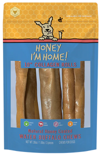 Honey I'm Home Buffalo Collagen Rolls 10" 3pk-Four Muddy Paws