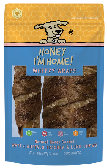 Honey I'm Home Buffalo Trachea Lung 10" 3pk-Four Muddy Paws