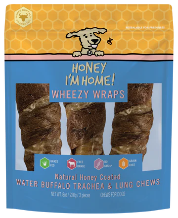 Honey I'm Home Buffalo Trachea Lung 6" 3pk-Four Muddy Paws