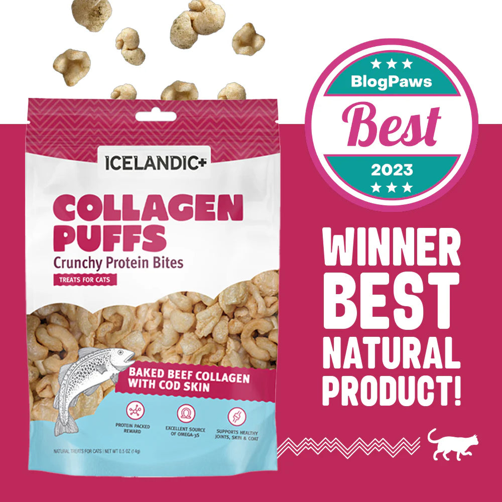 Icelandic Beef Collagen Fish Puff Cat Treats .5oz-Four Muddy Paws