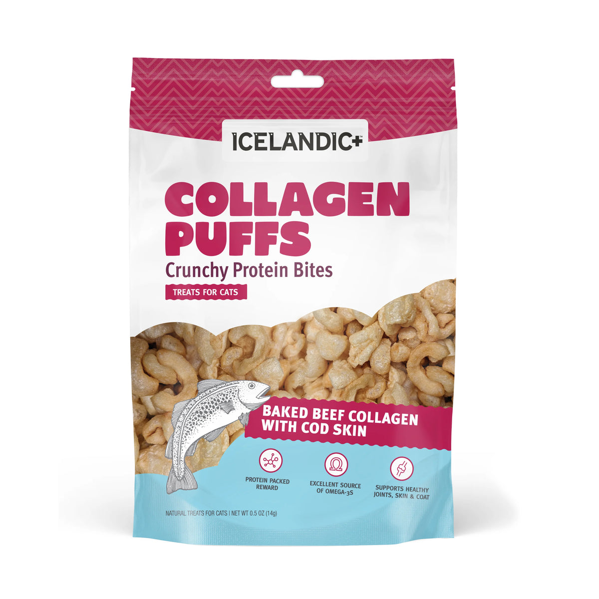 Icelandic Beef Collagen Fish Puff Cat Treats .5oz-Four Muddy Paws