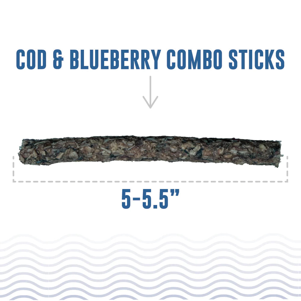 Icelandic Cod & Blueberry Combo Stick Dog Treats 2oz-Four Muddy Paws