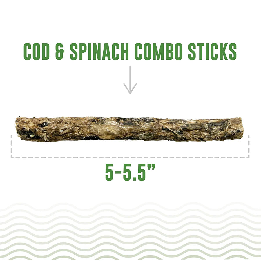 Icelandic Cod & Spinach Combo Stick Dog Treats 2oz-Four Muddy Paws