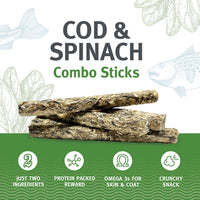 Icelandic Cod & Spinach Combo Stick Dog Treats 2oz-Four Muddy Paws
