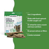 Icelandic Cod & Spinach Combo Stick Dog Treats 2oz-Four Muddy Paws