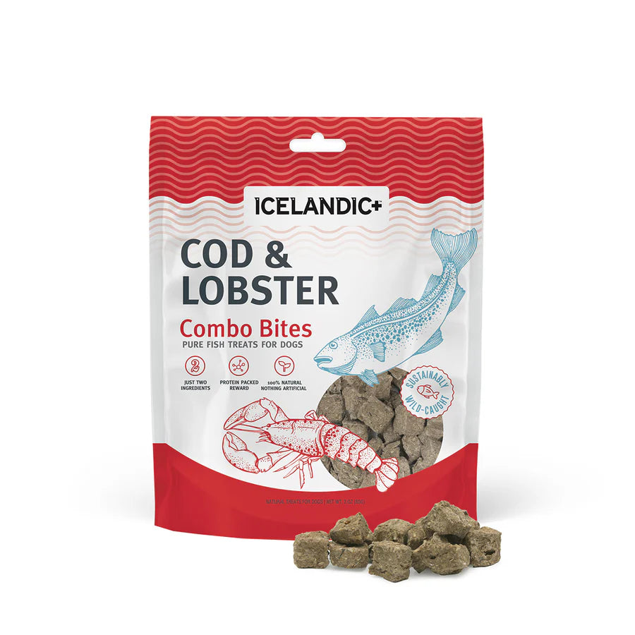 Icelandic Combo Bites Cod & Lobster Dog Treats 3oz-Four Muddy Paws