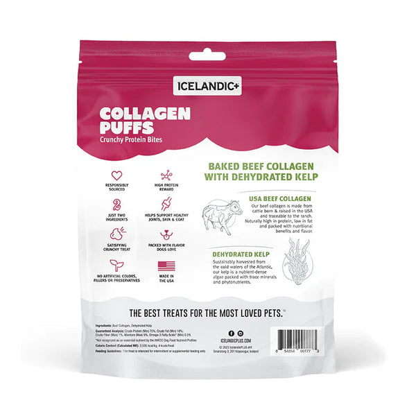 Icelandic Dog Collagen Puffs Bites w/ Kelp 2.5oz-Four Muddy Paws