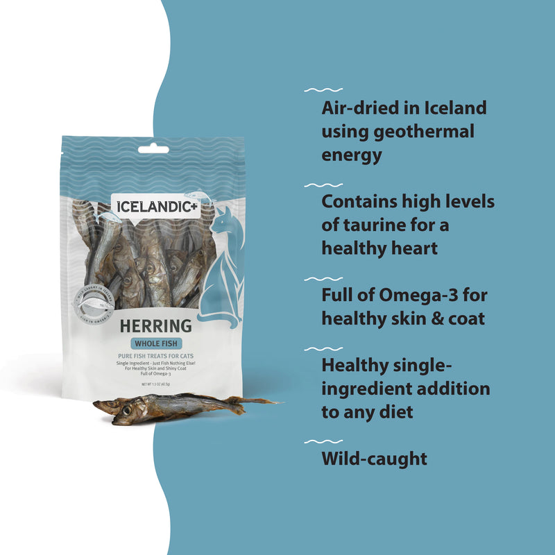Icelandic Herring Whole Fish Cat Treats 1.5oz-Four Muddy Paws