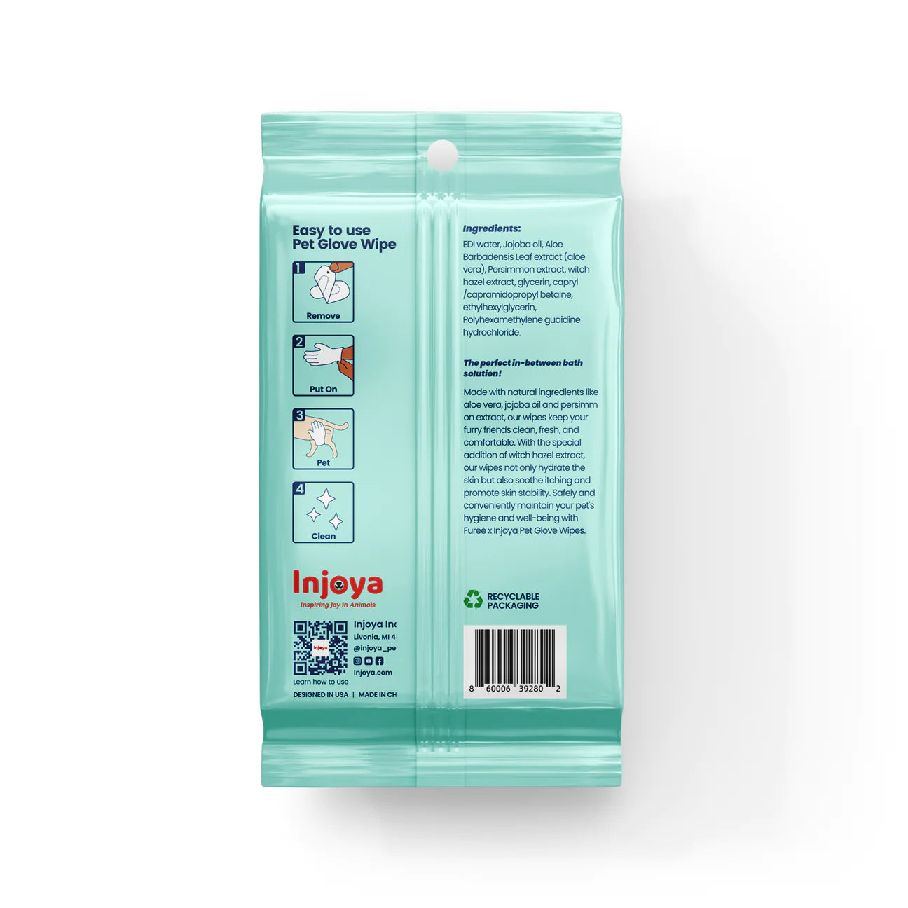 Injoya Pet Glove Wipes 12 pack-Four Muddy Paws