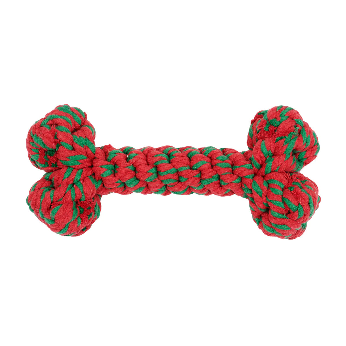 Jax & Bones Red & Green Bone Rope Toy 11"-Four Muddy Paws