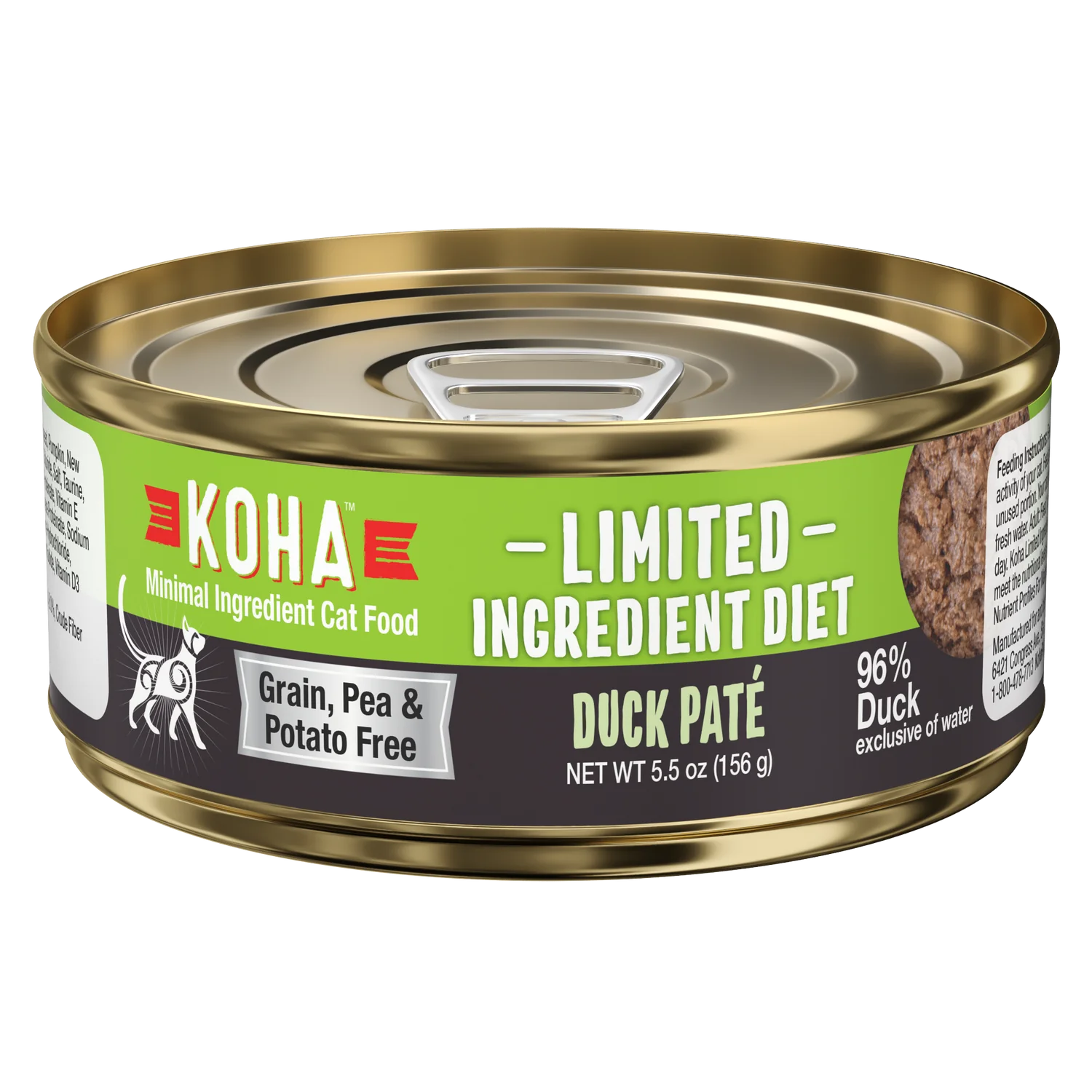 Koha Cat Grain Free Limited Ingredient 96% Duck Pate 5.5oz-Four Muddy Paws