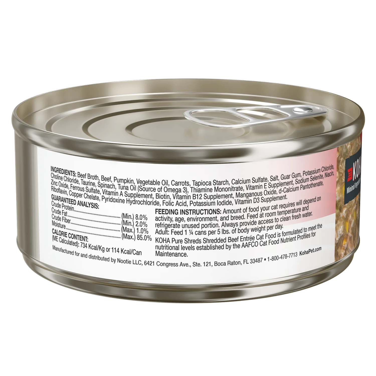 Koha Cat Pure Shreds Beef Can 5.5oz-Four Muddy Paws