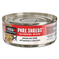 Koha Cat Pure Shreds Beef Can 5.5oz-Four Muddy Paws