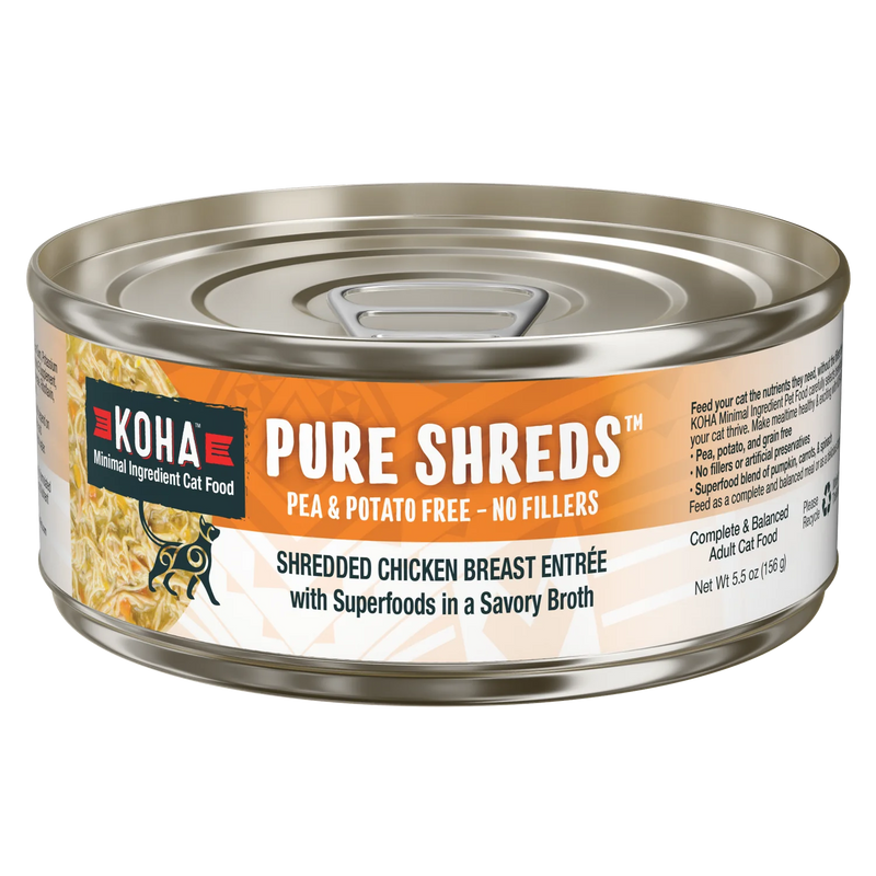 Koha Cat Pure Shreds Chicken Can 5.5oz-Four Muddy Paws