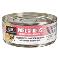 Koha Cat Pure Shreds Chicken & Salmon Can 5.5oz-Four Muddy Paws