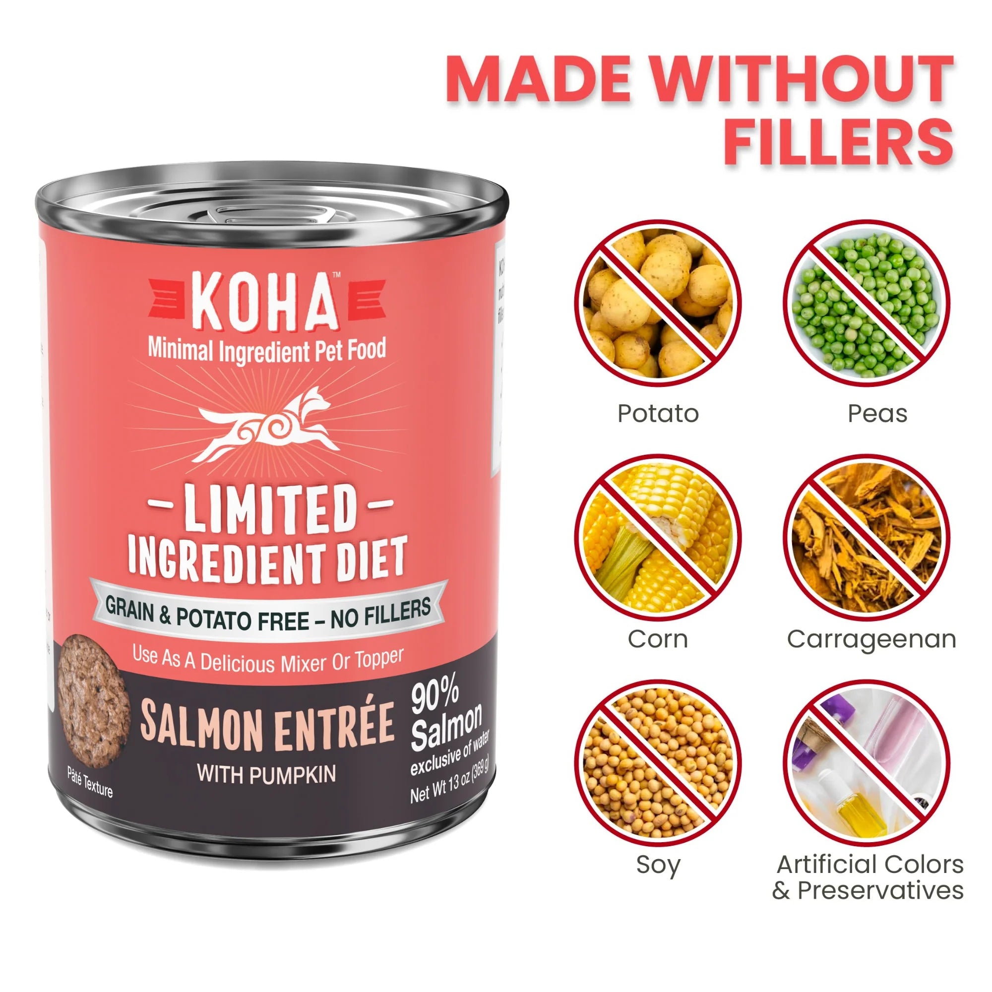 Koha Dog Grain Free Limited Ingredient Diet Salmon Entree 13oz-Four Muddy Paws