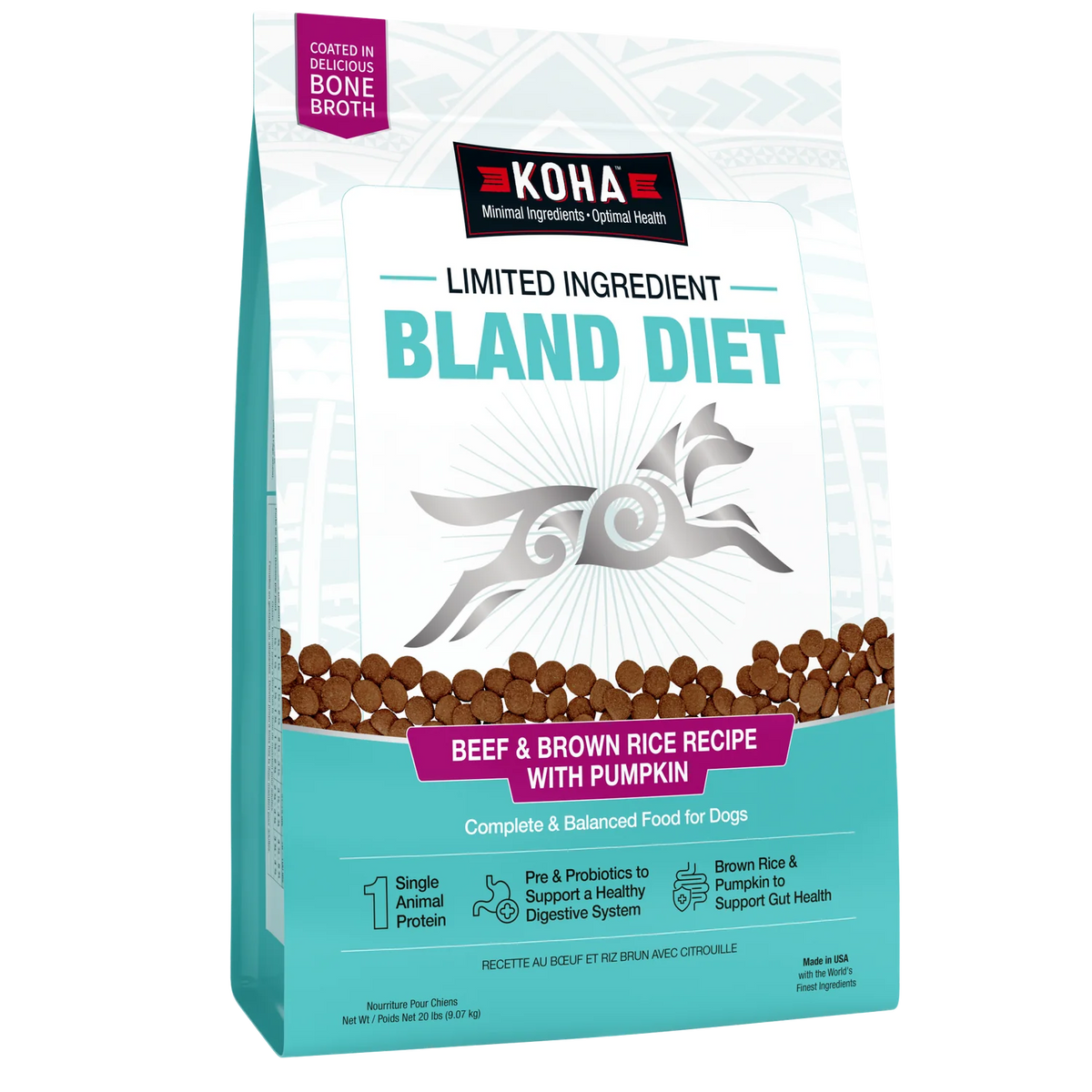 Koha Limited Ingredient Bland Diet Beef & Rice Dog Food 20lbs-Four Muddy Paws