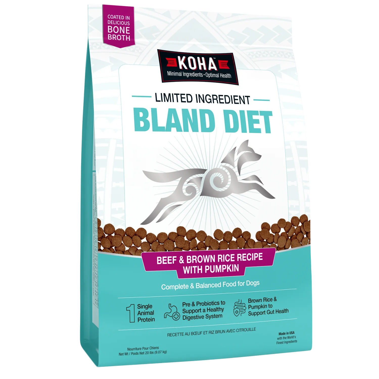 Koha Limited Ingredient Bland Diet Beef & Rice Dog Food 20lbs-Four Muddy Paws