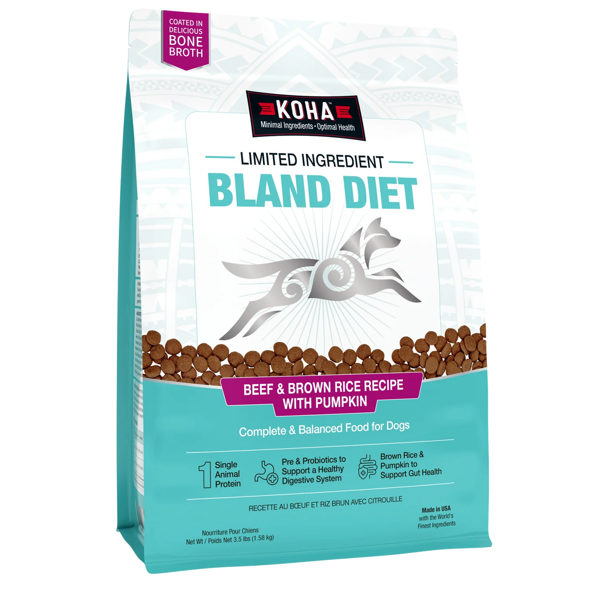 Koha Limited Ingredient Bland Diet Beef & Rice Dog Food 3.5lbs-Four Muddy Paws