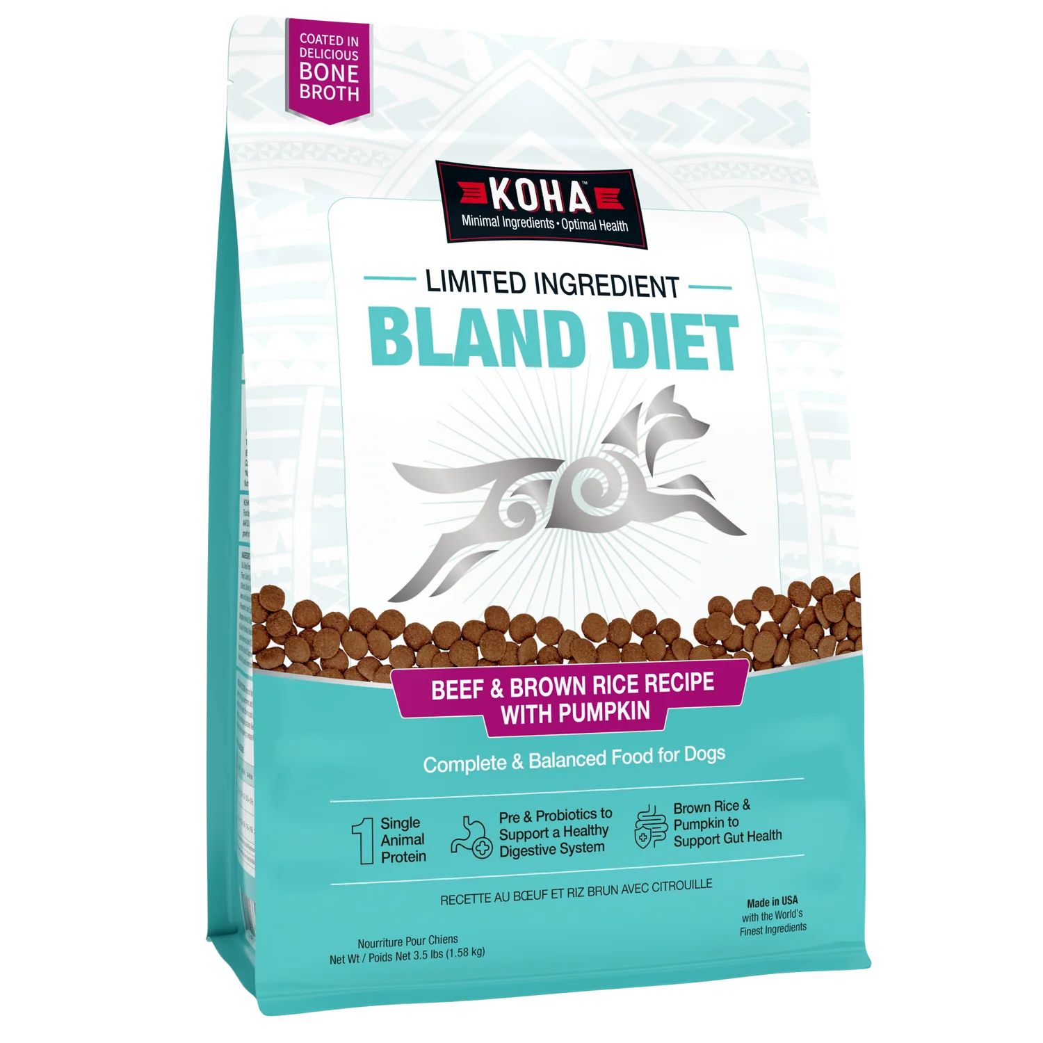 Koha Limited Ingredient Bland Diet Beef & Rice Dog Food 3.5lbs-Four Muddy Paws