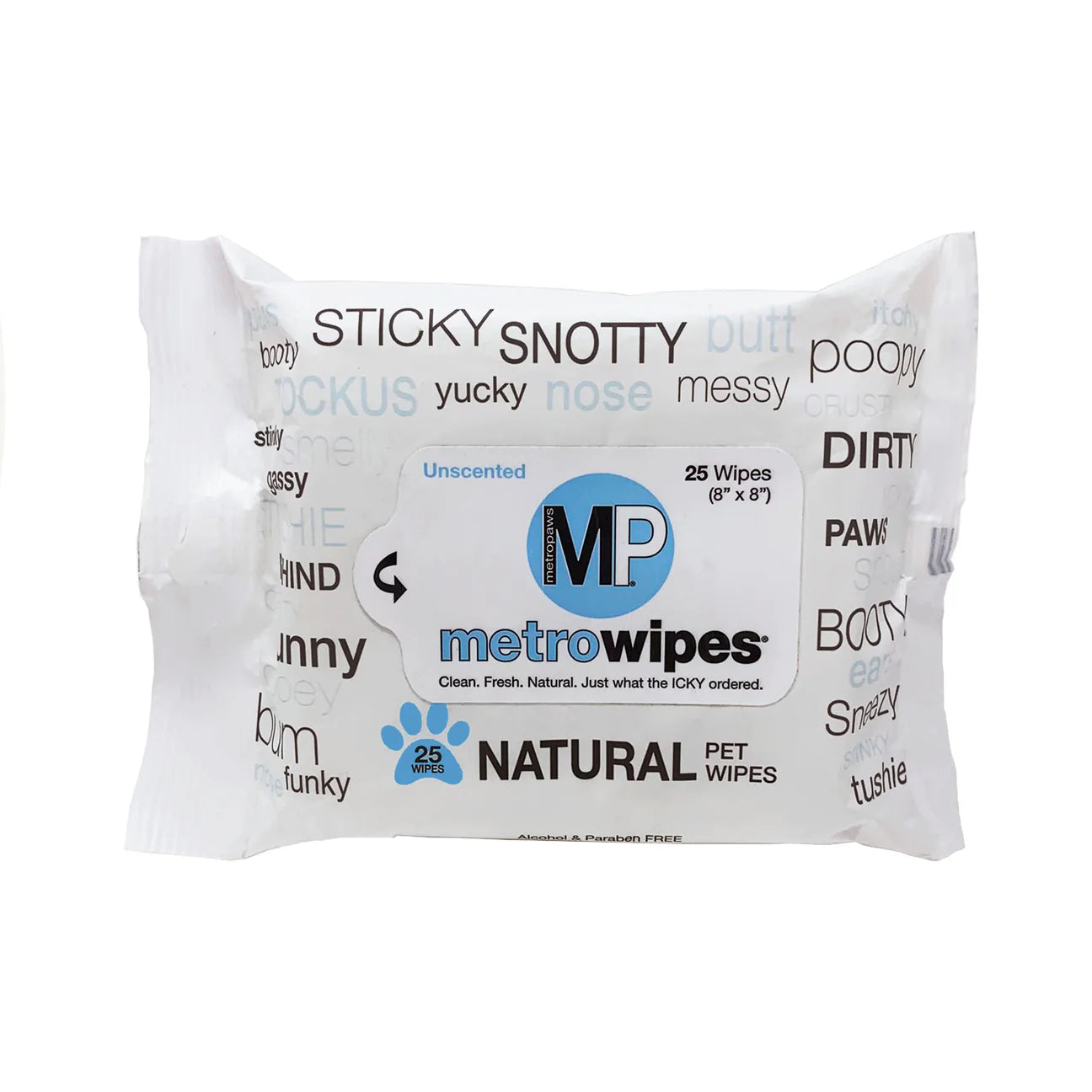 Metro Paws Wipes Natural 25ct-Four Muddy Paws