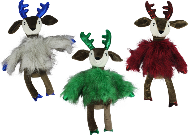 Multipet Holiday Dapper Deer Dog Toy 17"-Four Muddy Paws