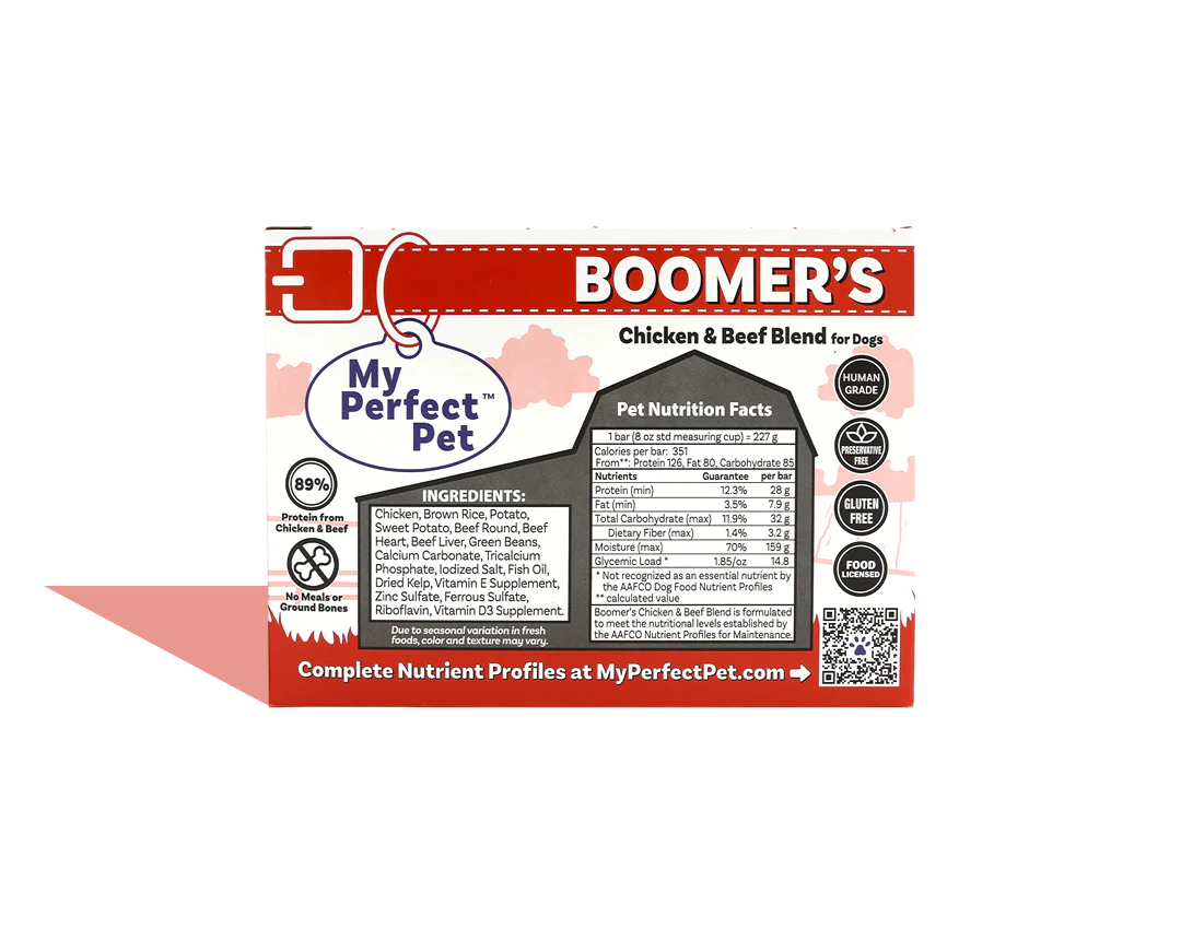 My Perfect Pet Boomer's Chicken & Beef Gently Cooked Food 4lbs-Four Muddy Paws