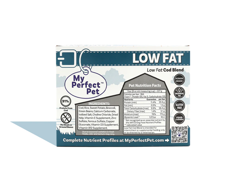 My Perfect Pet Frozen Low Fat Cod Gently Cooked Food 4lbs-Four Muddy Paws