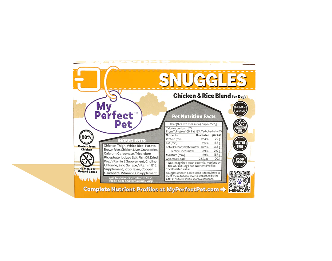 My Perfect Pet Snuggles Chicken & Rice Gently Cooked Food 4lbs-Four Muddy Paws