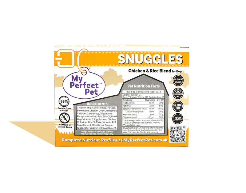 My Perfect Pet Snuggles Chicken & Rice Gently Cooked Food 4lbs-Four Muddy Paws