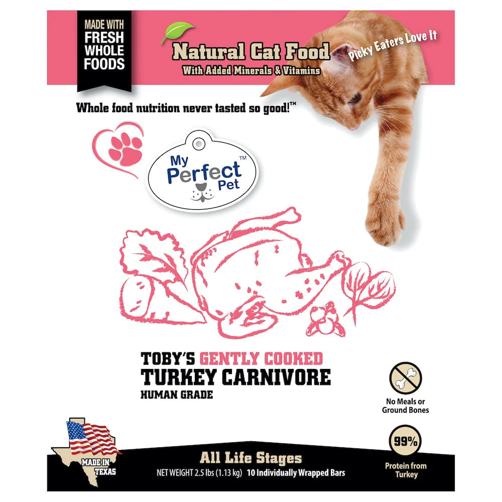 My Perfect Pet Toby's Turkey Carnivore Blend Gently Cooked Cat Food 3lbs-Four Muddy Paws