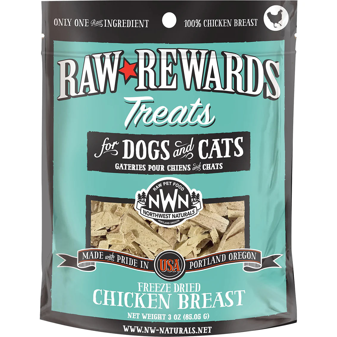 Northwest Naturals Raw Rewards Chicken Breast Treats 3oz-Four Muddy Paws