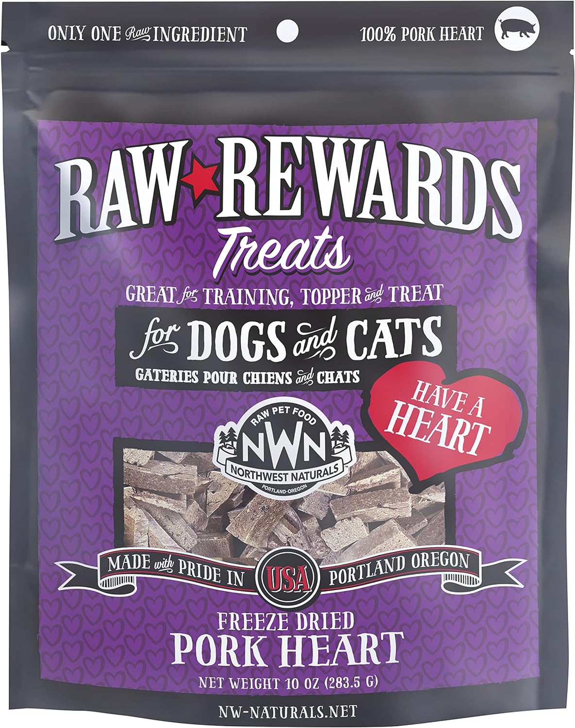 Northwest Naturals Raw Rewards Pork Heart Treats 3oz-Four Muddy Paws