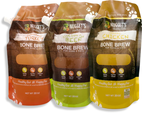 Nugget's Healthy Eats Dog Cat Frozen Beef Broth 20oz-Four Muddy Paws
