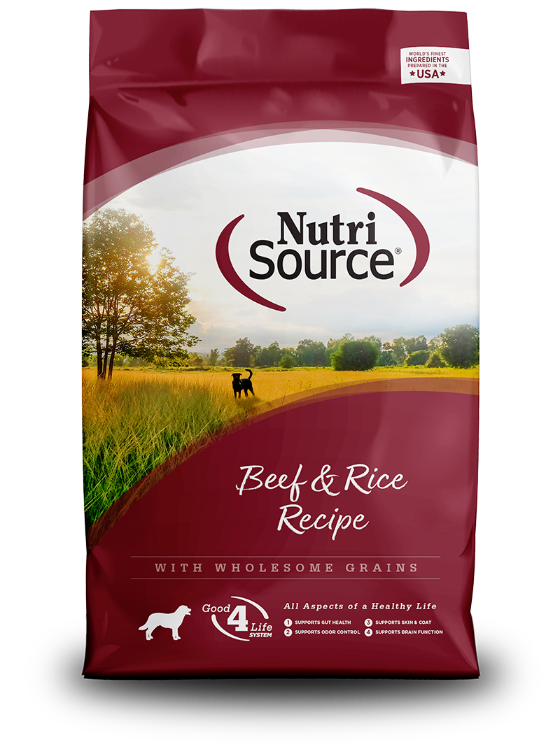 NutriSource Wholesome Grain Adult Beef & Rice Dog Food 5lb-Four Muddy Paws