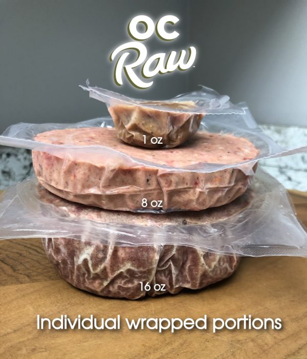 OC Raw Beef & Produce Patties Bulk Bag 18lbs-Four Muddy Paws