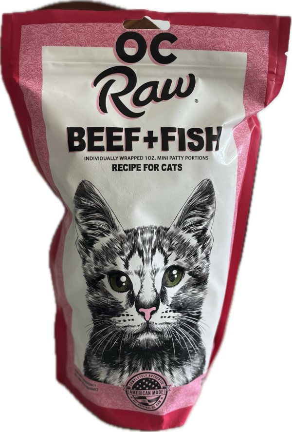 OC Raw Cat Beef & Fish Frozen Rox 2lbs-Four Muddy Paws