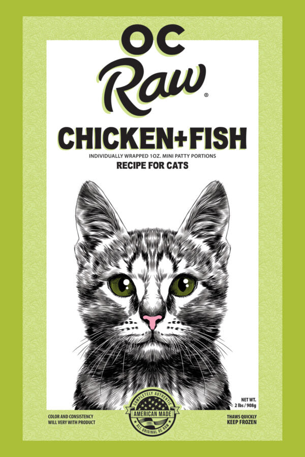 OC Raw Cat Chicken & Fish Frozen Rox 2lbs-Four Muddy Paws