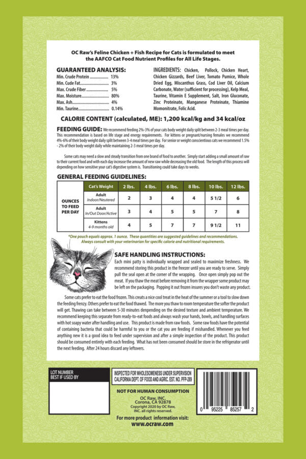 OC Raw Cat Chicken & Fish Frozen Rox 2lbs-Four Muddy Paws