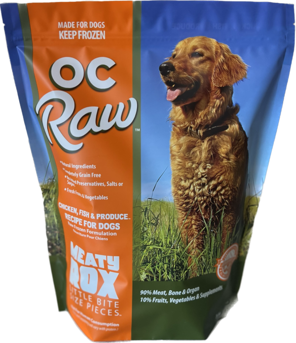 OC Raw Chicken, Fish & Produce Meaty Rox Frozen Dog Food 3lbs-Four Muddy Paws