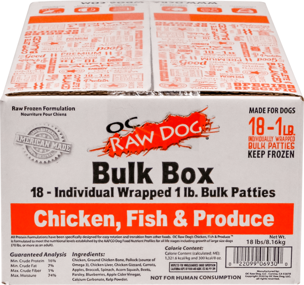 OC Raw Chicken, Fish & Produce Patty Bulk 18lb-Four Muddy Paws