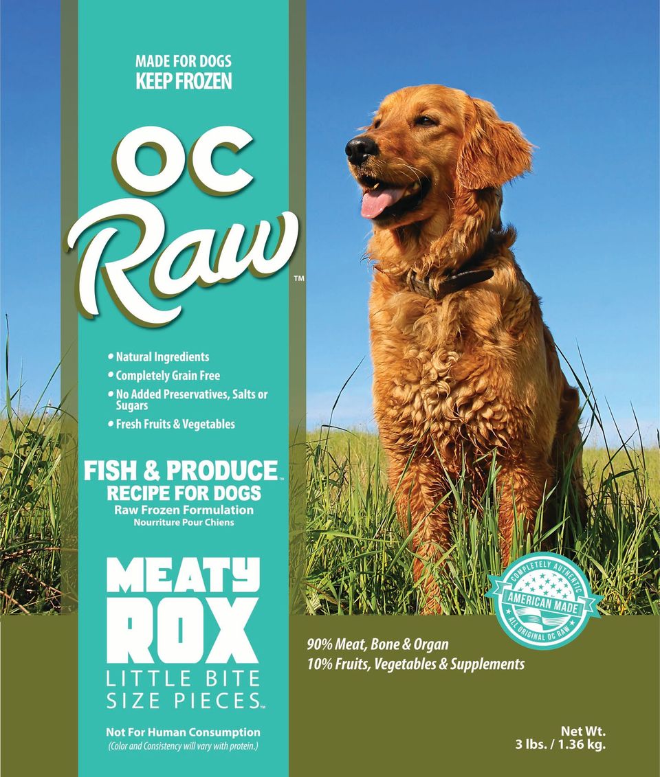 OC Raw Fish & Produce Meaty Rox Frozen Dog Food 3lbs-Four Muddy Paws
