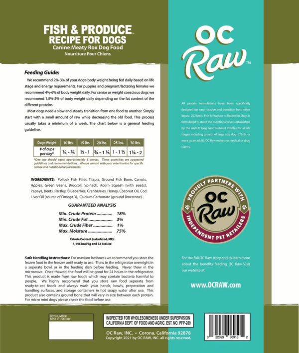 OC Raw Fish & Produce Meaty Rox Frozen Dog Food 3lbs-Four Muddy Paws